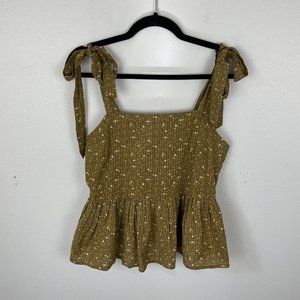 Madewell Olive Green Floral Blouse